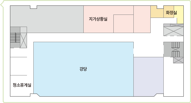 8F : 지가상황실, 강당, 청소휴게실, 화장실