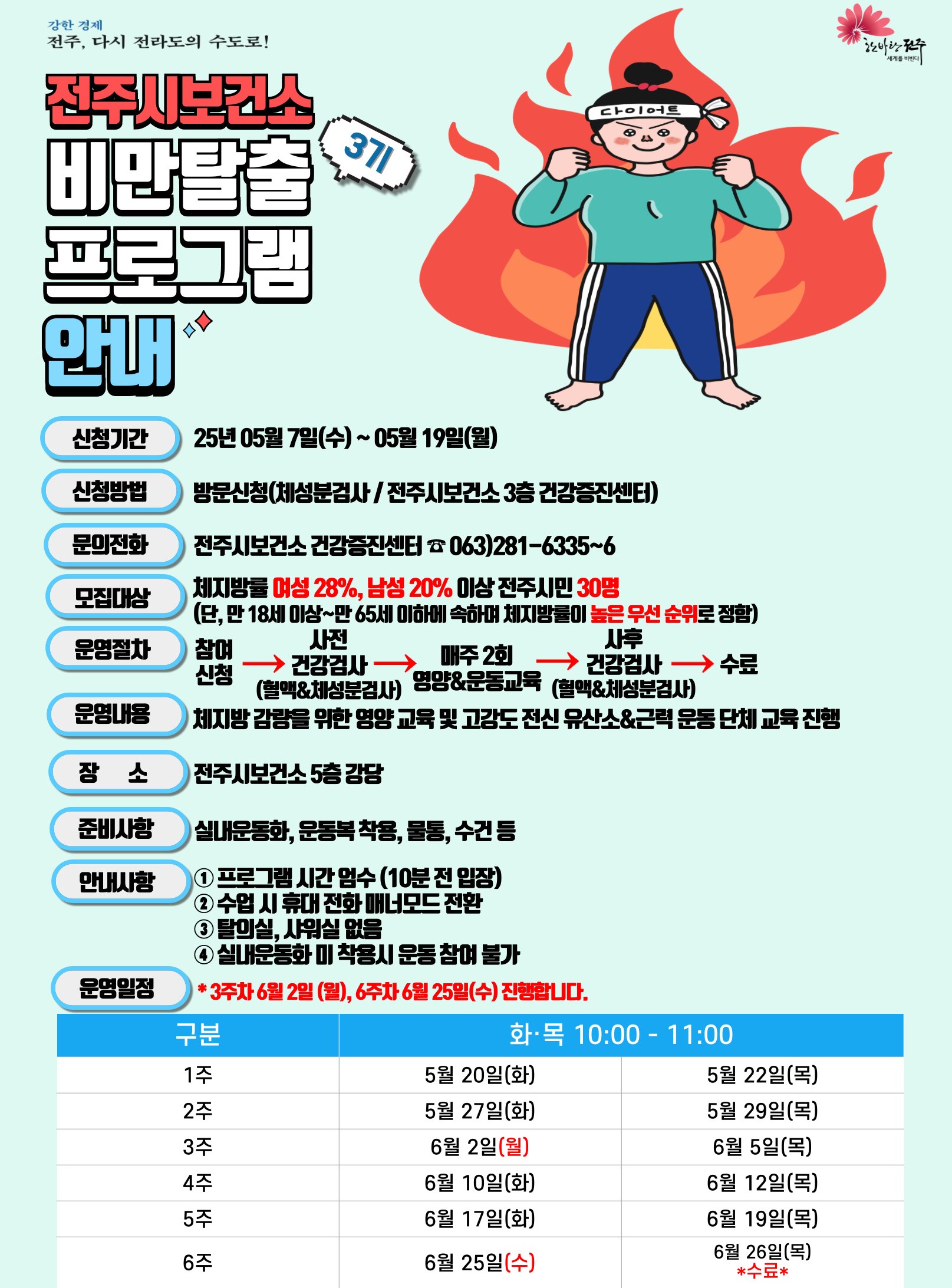 2025년 전주시보건소 비만탈출프로그램 3기 모집 안내