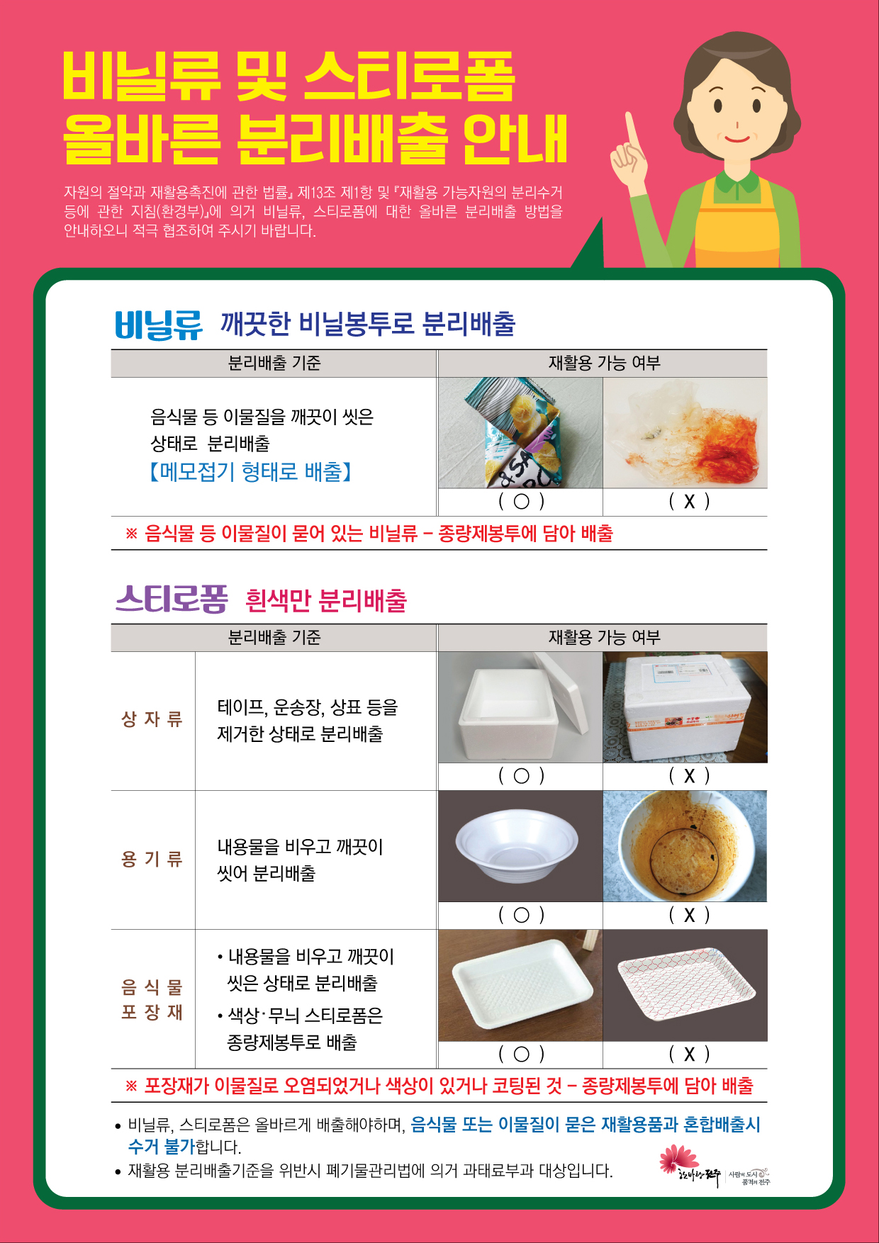 재활용품 올바른 분리배출로 자원의 가치를 높여주세요.