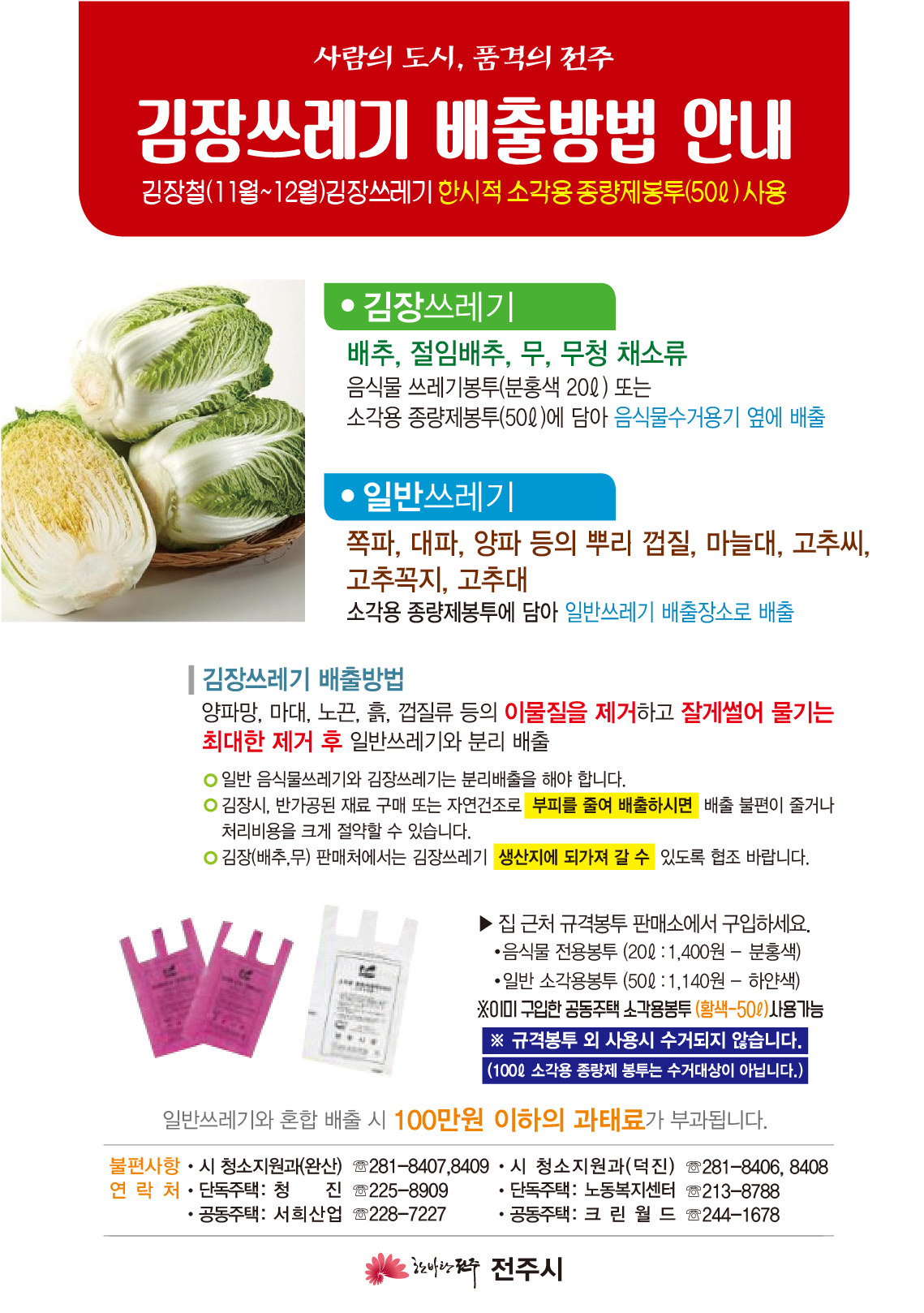 2021년 김장쓰레기 배출방법 홍보 포스터
