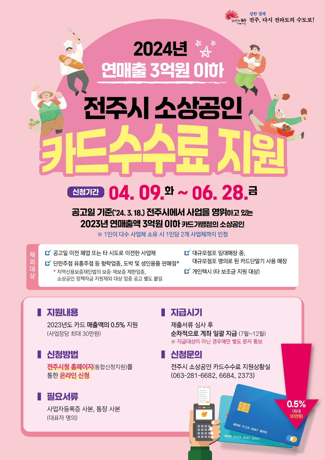 2024년도 전주시 소상공인 카드수수료 지원사업 안내