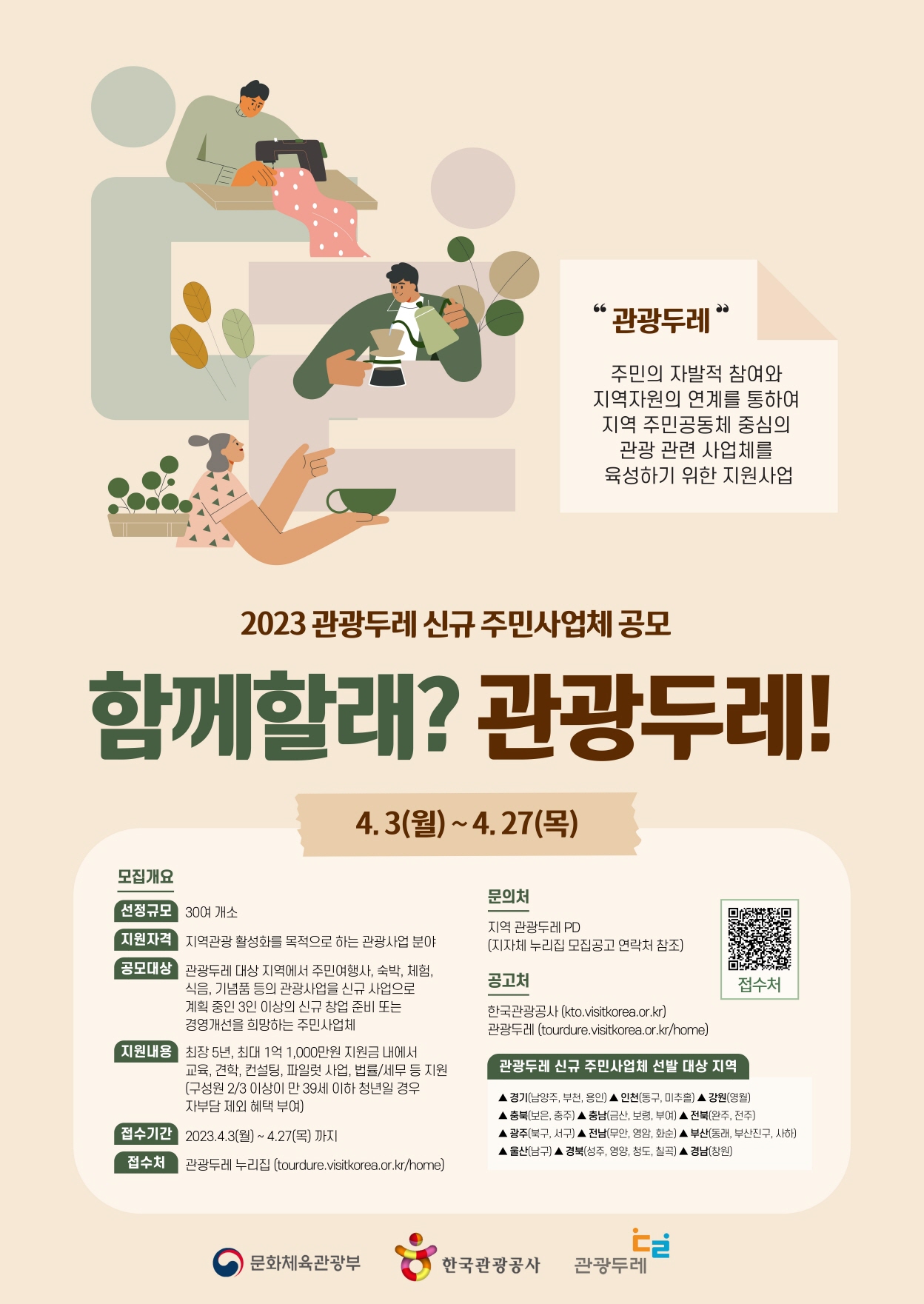 2023 관광두레 신규 주민사업체 공모 안내
