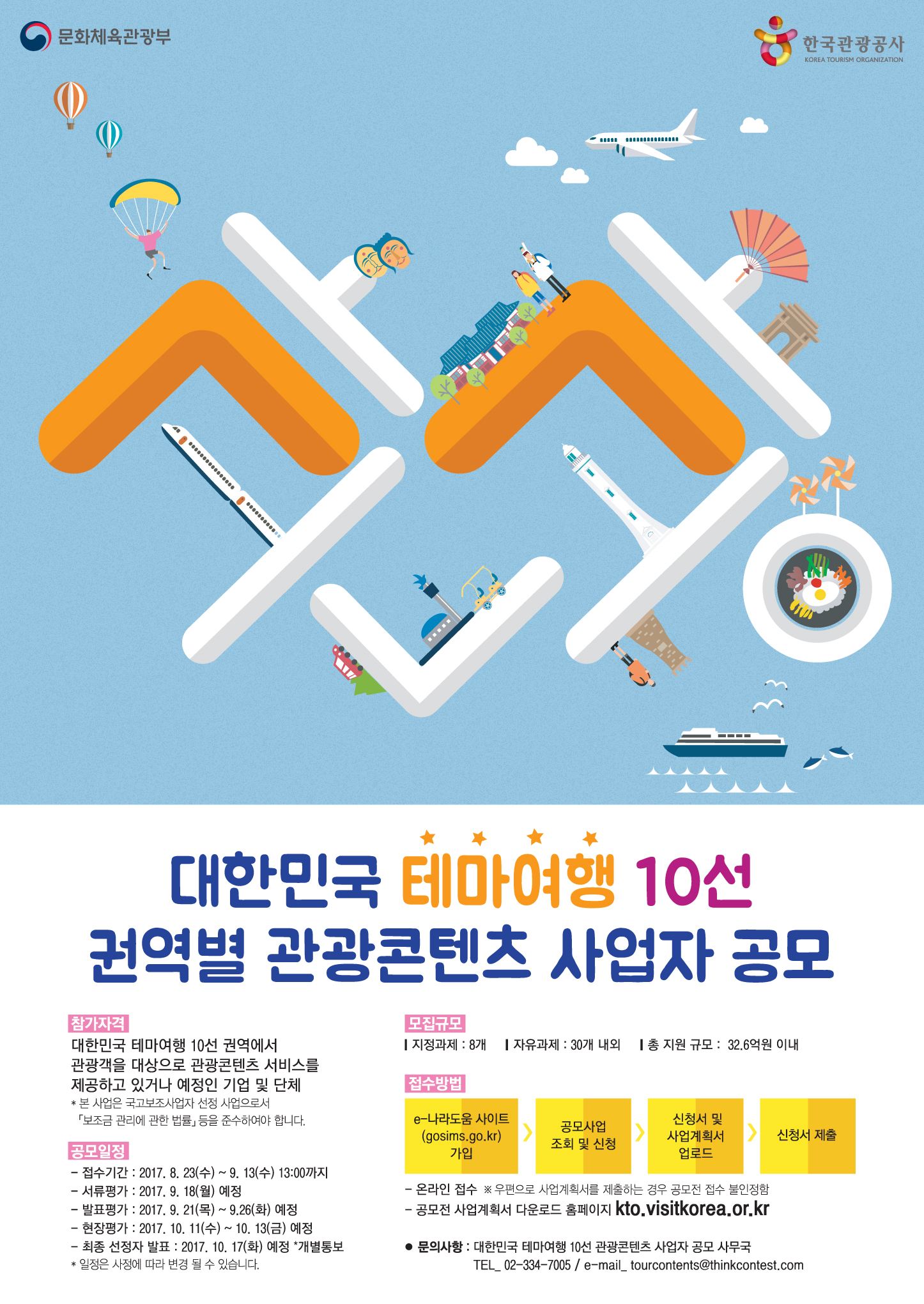 대한민국 테마여행 10선 권역별 관광콘텐츠 사업자 공모 