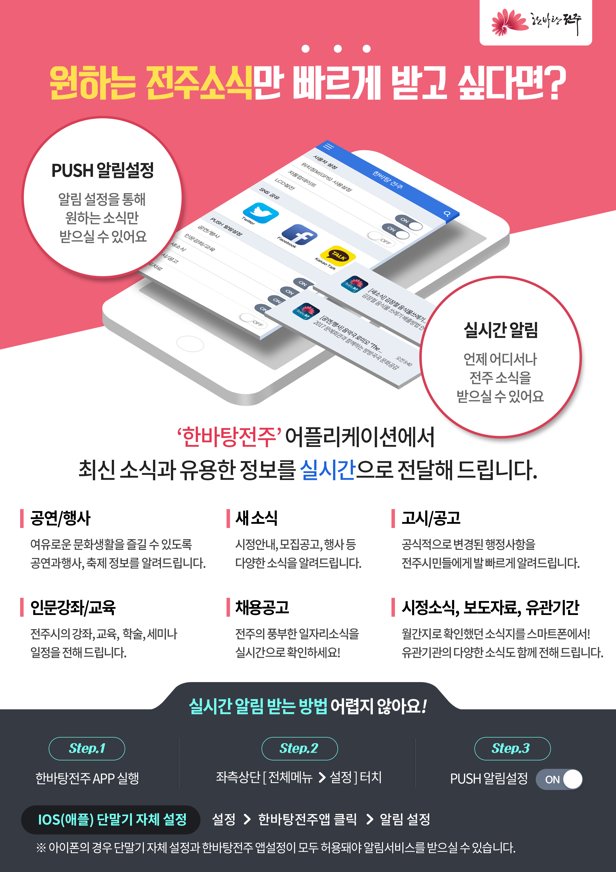 전주시 시정과 관광을 한번에 보는 한바탕 전주 앱 안내