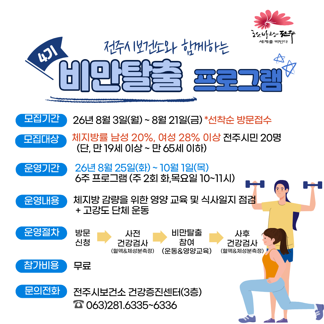 ★2026년 전주시보건소 비만탈출프로그램 4기 모집★ 선착순 2명★