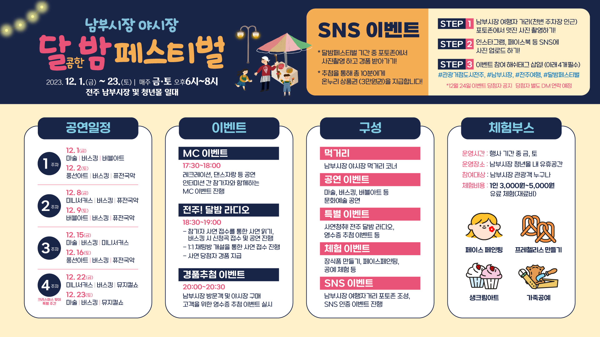 남부시장 야시장 '달콤한 밤 페스티벌' 행사 안내