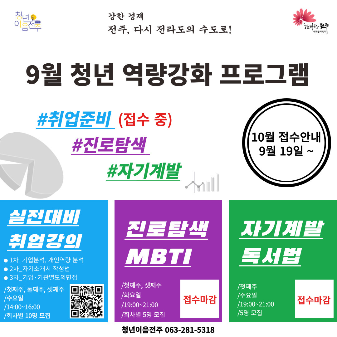 [청년이음전주] 9월 청년 역량강화 프로그램 참여자 모집 (모집 마감)