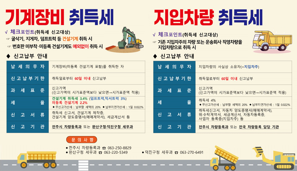 지입차량 및 기계장비 취득세 신고납부 안내