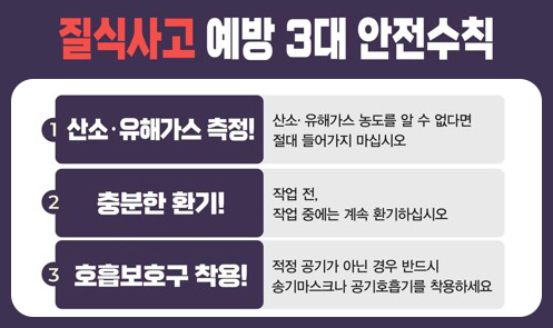 질식사고 예방 3대 안전수칙